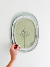 Load image into Gallery viewer, Earthenware Oval Serving Trays - Large Aqua Bean