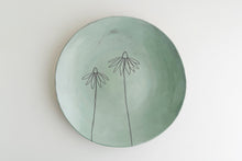 Load image into Gallery viewer, Earthenware Large Round Platter - Aqua Coneflower