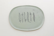Load image into Gallery viewer, Earthenware Oval Serving Trays - Large Aqua Bean