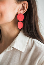 Load image into Gallery viewer, Soft Square Earrings - In Poppy
