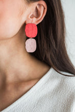 Load image into Gallery viewer, Soft Square Earrings - In Poppy+Lilac