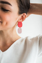 Load image into Gallery viewer, Soft Square Earrings - In Poppy+Lilac