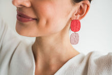 Load image into Gallery viewer, Soft Square Earrings - In Poppy+Lilac