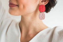 Load image into Gallery viewer, Soft Square Earrings - In Poppy+Lilac