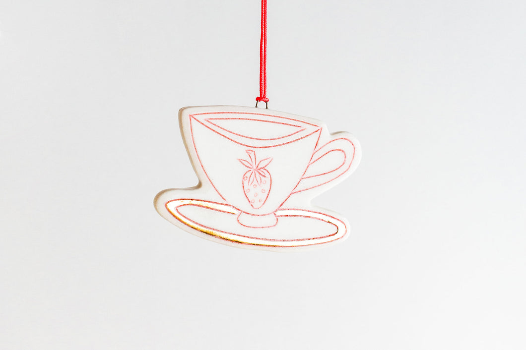 Strawberry Teacup Ornament