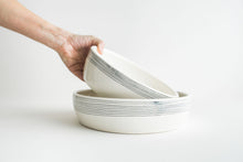 Load image into Gallery viewer, Porcelain Pinstripe Shallow Bowl