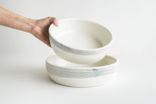 Load image into Gallery viewer, Porcelain Pinstripe Shallow Bowl