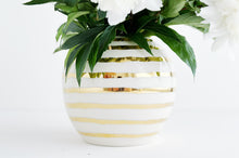 Load image into Gallery viewer, Porcelain Gold Striped Vase
