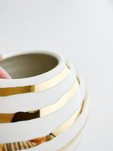 Load image into Gallery viewer, Porcelain Gold Striped Vase
