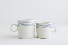 Load image into Gallery viewer, Porcelain Mugs Samples - Blue Pinstripe
