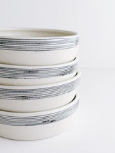 Load image into Gallery viewer, Pinstripe Shallow Bowl - Navy Blue Stripes

