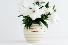 Load image into Gallery viewer, Porcelain Gold Striped Vase
