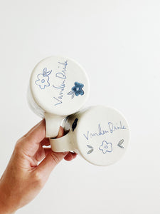 Blue Daisy Porcelain Mugs