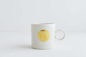 Porcelain Mug - Gold Dot with Circle Handle