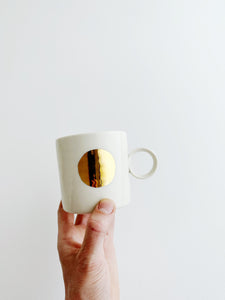 Porcelain Mug - Gold Dot with Circle Handle