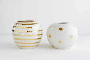 Porcelain Gold Striped Vase