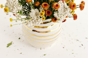 Porcelain Gold Striped Vase (9 stripes)