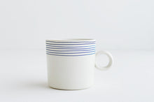 Load image into Gallery viewer, Porcelain Mugs Samples - Blue Pinstripe
