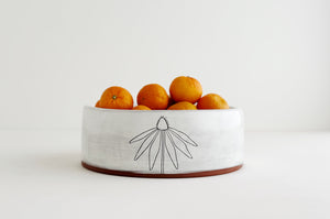 Earthenware Serving Bowl - White Coneflower