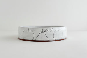 Earthenware Serving Bowl - White Fruits