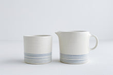 Load image into Gallery viewer, Blue Pinstripe Pitcher and Cup Set
