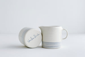 Blue Pinstripe Pitcher and Cup Set