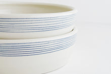 Load image into Gallery viewer, Pinstripe Shallow Bowl - Bright Blue Stripes
