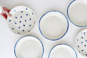 Porcelain Blue Rim Shallow Bowl