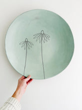 Load image into Gallery viewer, Earthenware Large Round Platter - Aqua Coneflower

