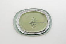 Load image into Gallery viewer, Earthenware Oval Serving Trays - Small Mint Coneflower
