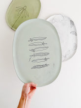 Load image into Gallery viewer, Earthenware Oval Serving Trays - Large Aqua Bean
