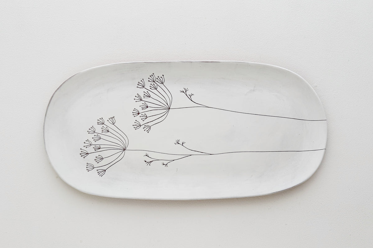Earthenware Summer Platter - White Dill