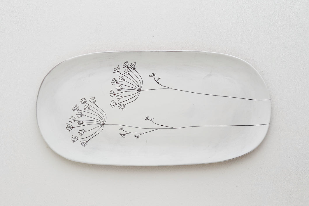 Earthenware Summer Platter - White Dill