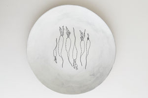 Earthenware Large Round Platter - White Carrots