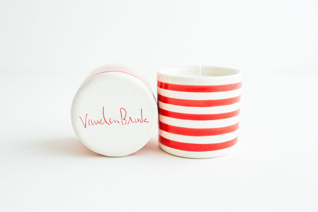 Red Stripe Candle - Unscented