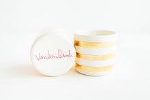 Load image into Gallery viewer, Porcelain Gold Stripe Candle - Unscented
