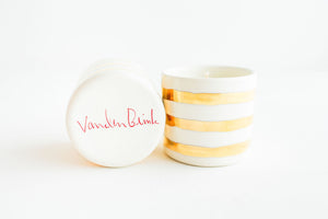 Porcelain Gold Stripe Candle - Unscented