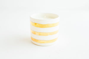 Porcelain Gold Stripe Candle - Unscented