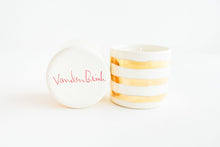 Load image into Gallery viewer, Porcelain Gold Stripe Candle - Rosemary+Fig
