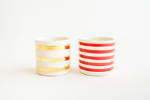 Load image into Gallery viewer, Porcelain Gold Stripe Candle - Unscented
