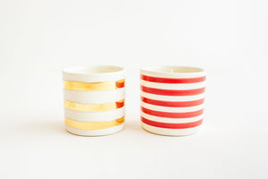 Porcelain Gold Stripe Candle - Unscented