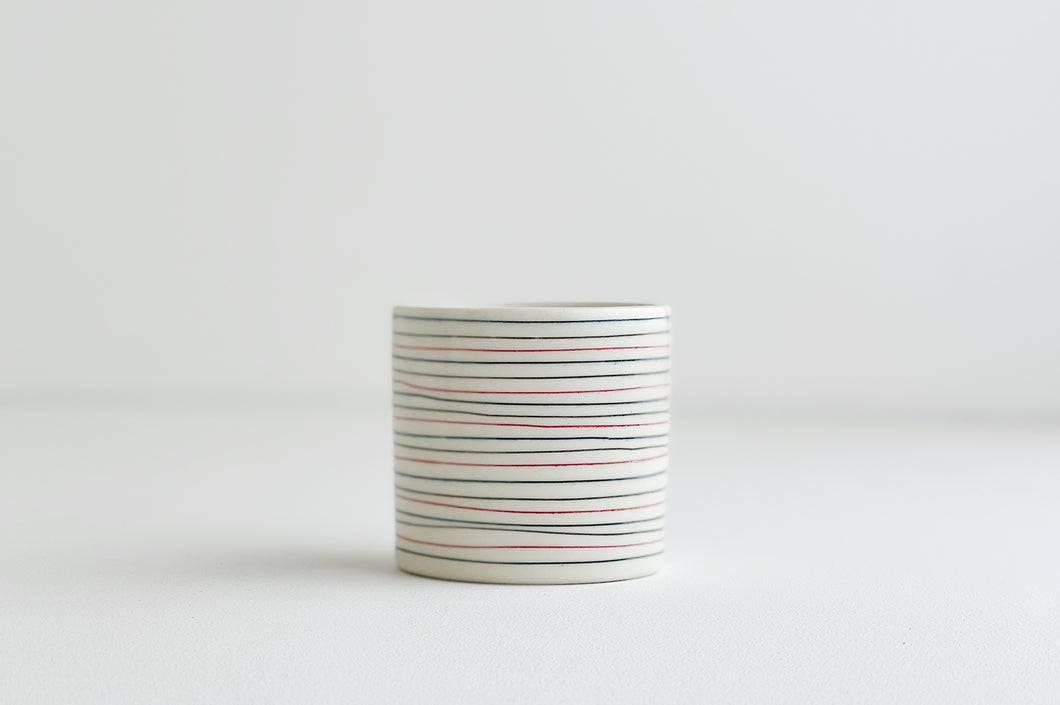 Porcelain Colorful Pinstripe Cups