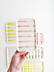 Porcelain Watercolor Striped Catch-all Trays