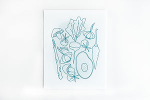 8x10" Veggie Platter Letterpress Print
