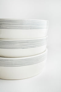 Porcelain Pinstripe Shallow Bowl
