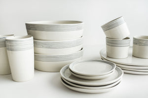 Porcelain Pinstripe Shallow Bowl
